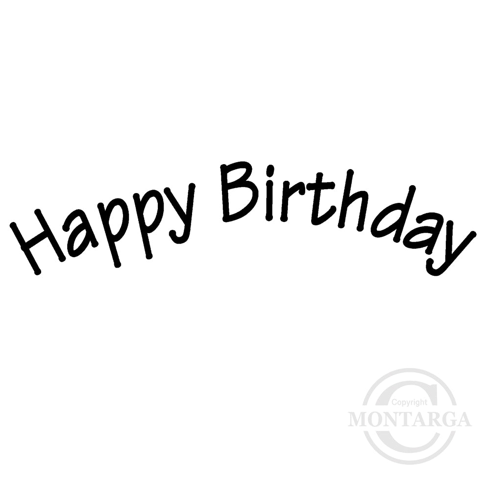 0138 BB - Curved Happy Birthday Wording Rubber Stamp