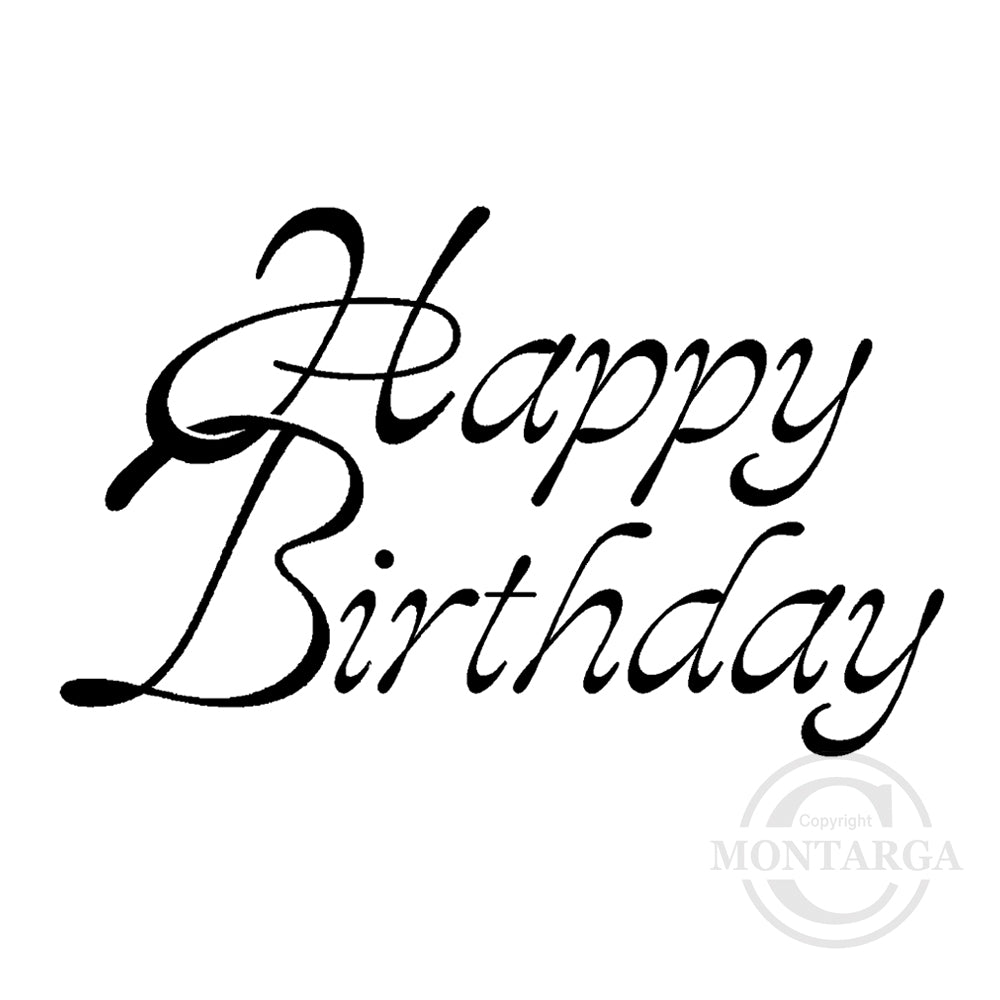 0164 E - Happy Birthday Wording Rubber Stamp