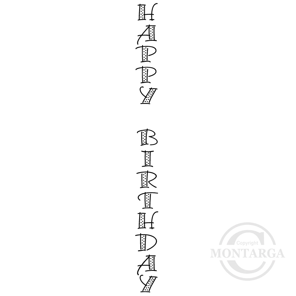 0173 BBB - Vertical Happy Birthday Wording Rubber Stamp