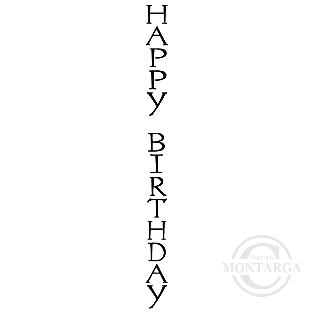 0174 BBB - Vertical Happy Birthday Wording Rubber Stamp