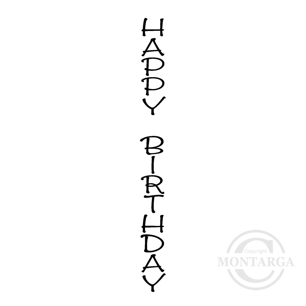 0178 BB - Vertical Happy Birthday Wording Rubber Stamp
