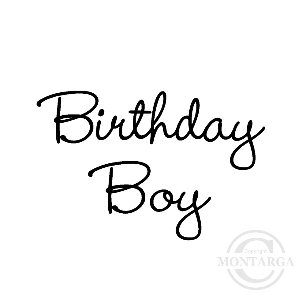 0185 D - Birthday Boy Wording Rubber Stamp
