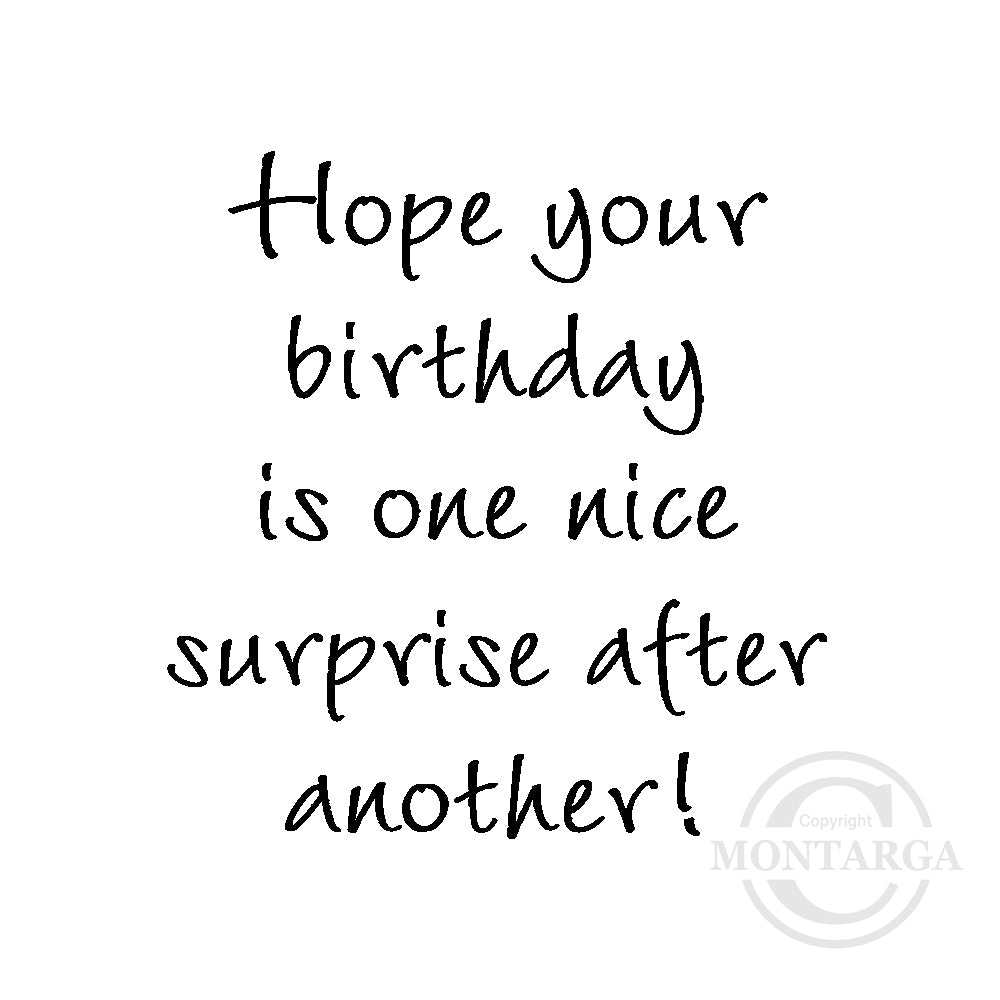 0195 C - Birthday Surprise Wording Rubber Stamp