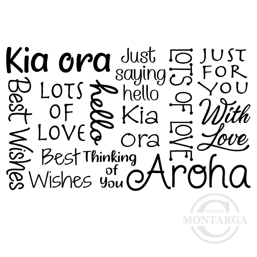 0303 GG - Kia Ora Greetings Wording Rubber Stamp