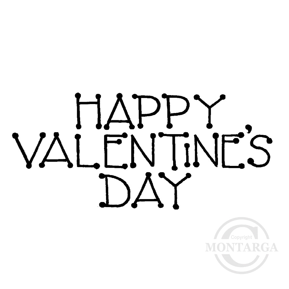 0348 B - Happy Valentine's Day Wording Rubber Stamp