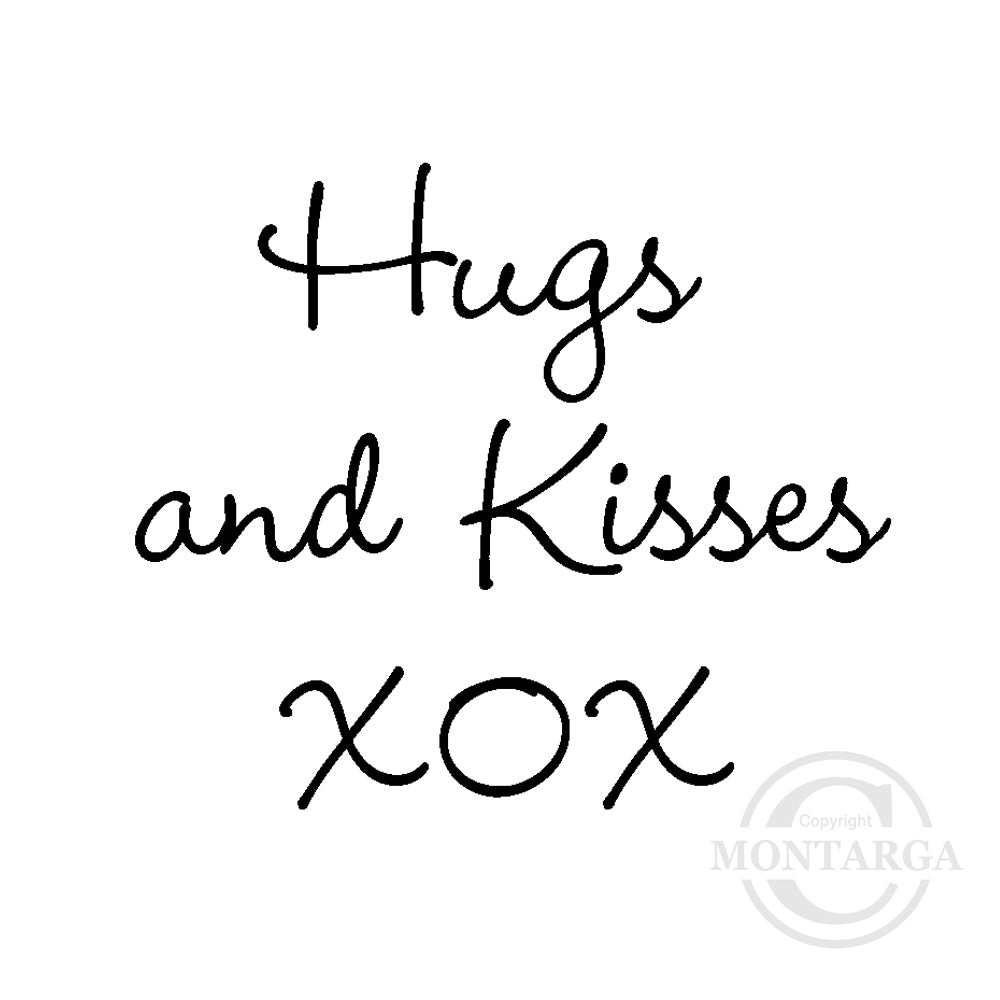 0370 C - Hugs & Kisses Wording Rubber Stamp