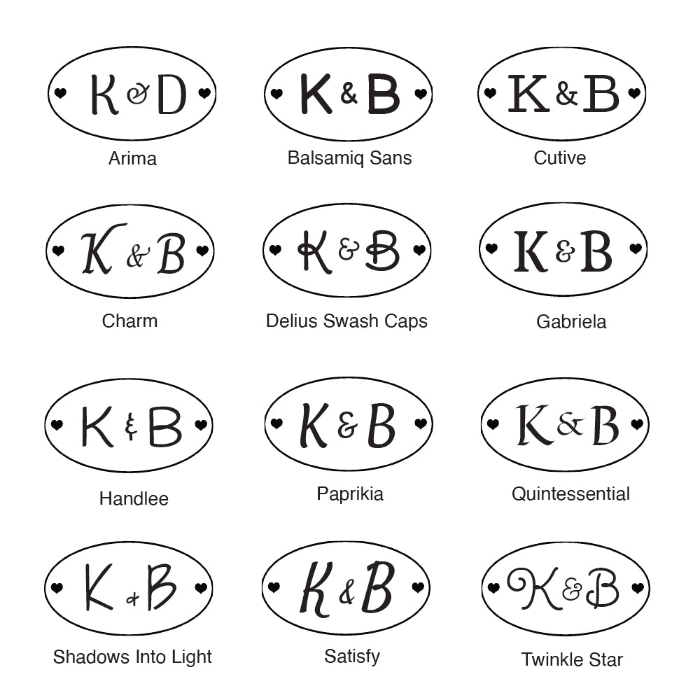 0371 B Oval Border - Personalised Initials Rubber Stamp