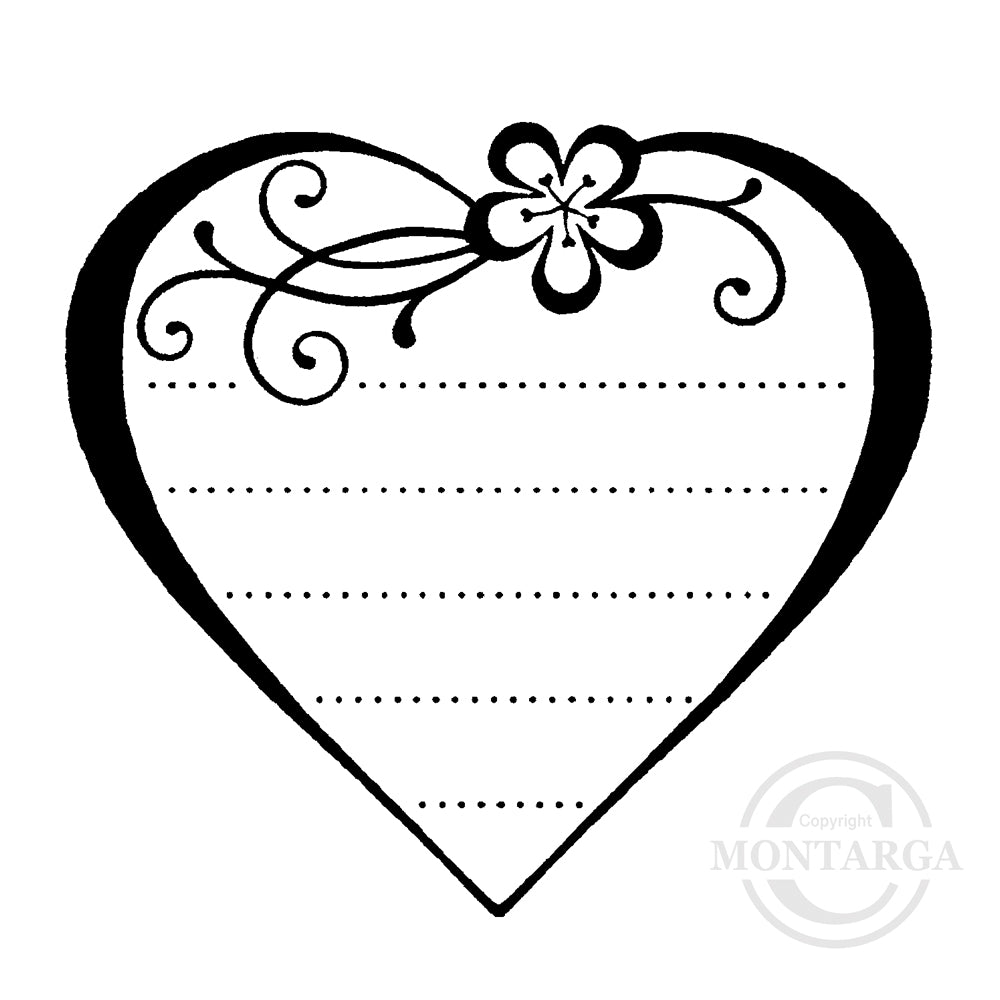 0407 F - Journalling Label Heart Rubber Stamp