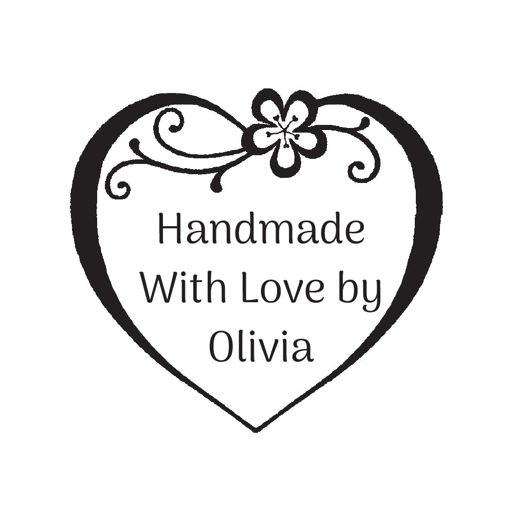 0409 C Swirly Heart Frame- Personalised Rubber Stamp