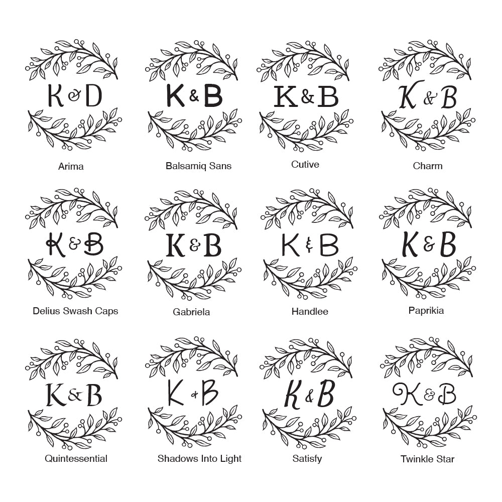 0502 D Sprig Border - Personalised Initials Rubber Stamp