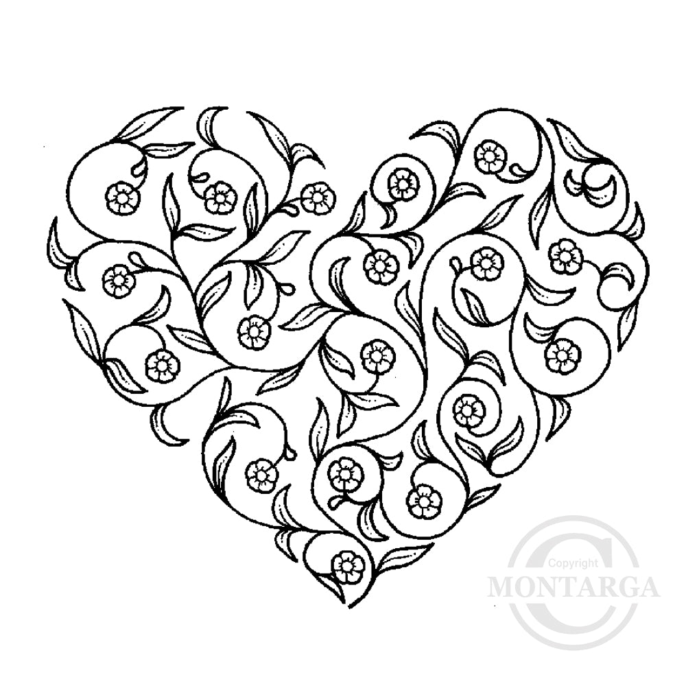0539 F - Floral Vine Heart Rubber Stamp