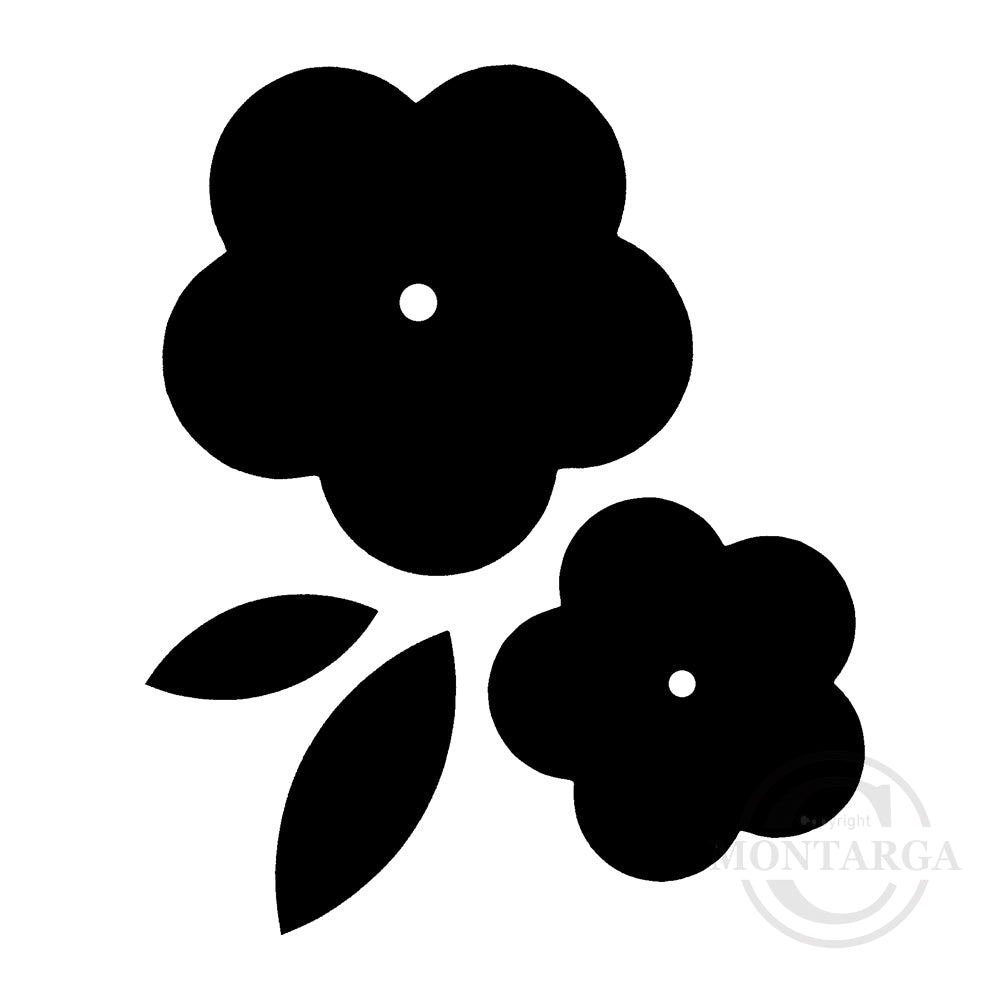 0555 G - Solid Flower & Leaves Rubber Stamp