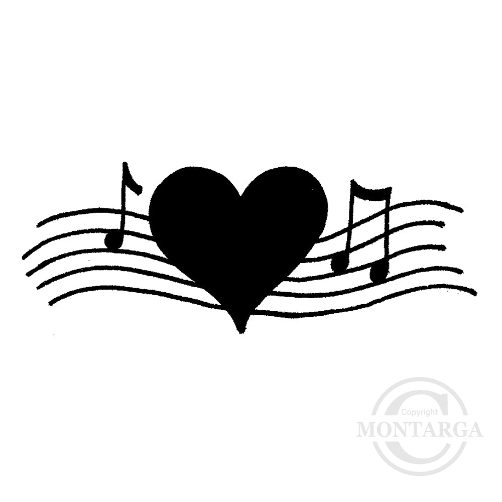 0588 B - Musical Heart Rubber Stamp