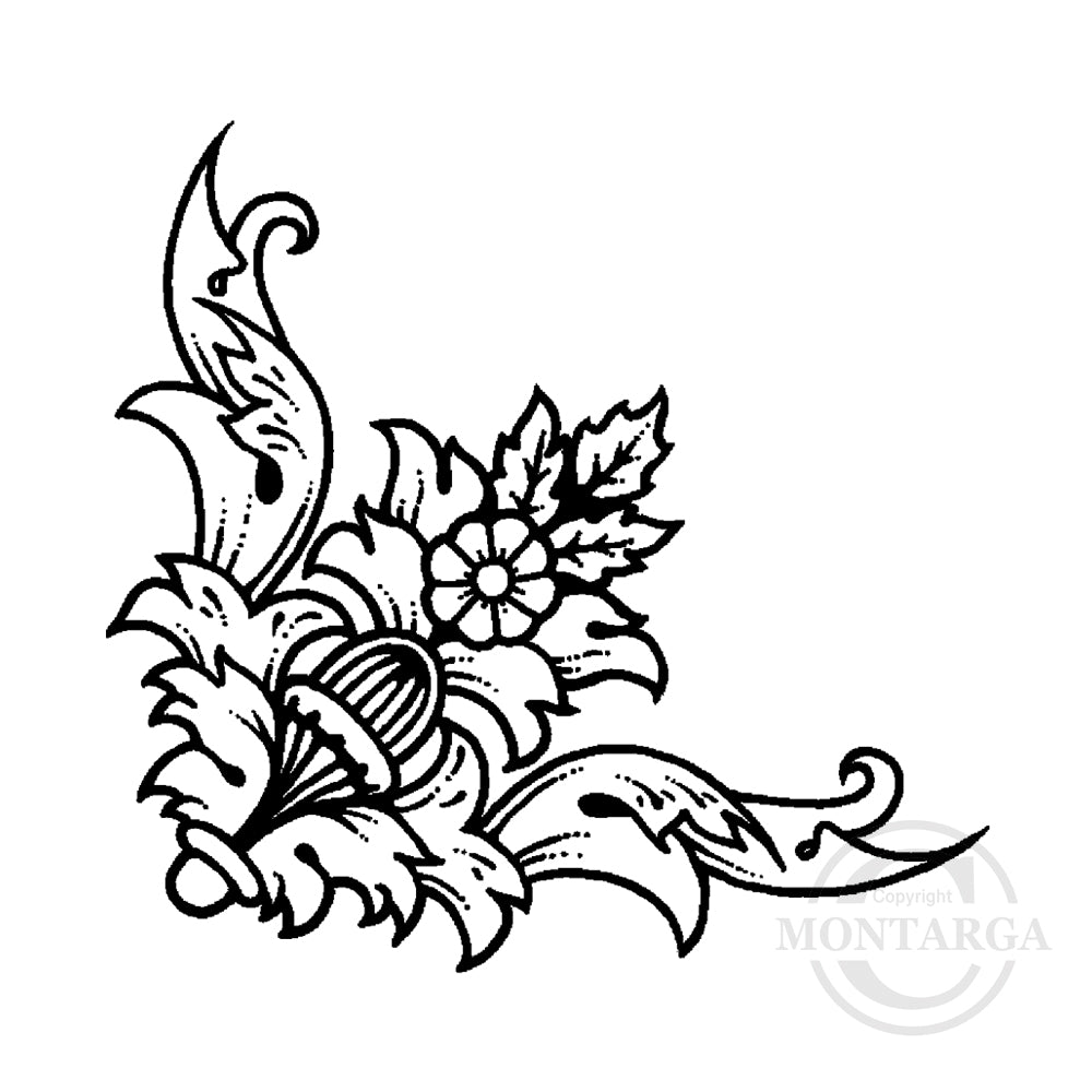 0631 C - Floral Corner Rubber Stamp