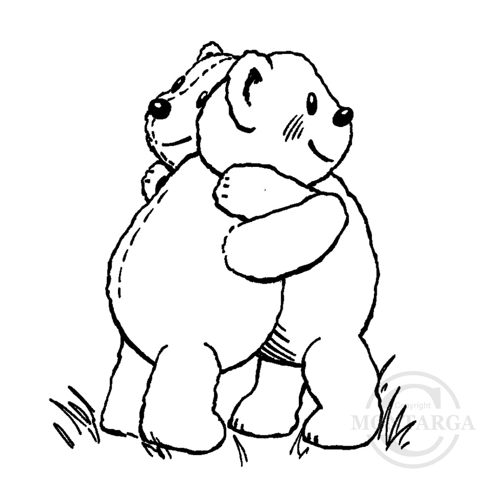 0703 C - Hugging Teddies Rubber Stamp