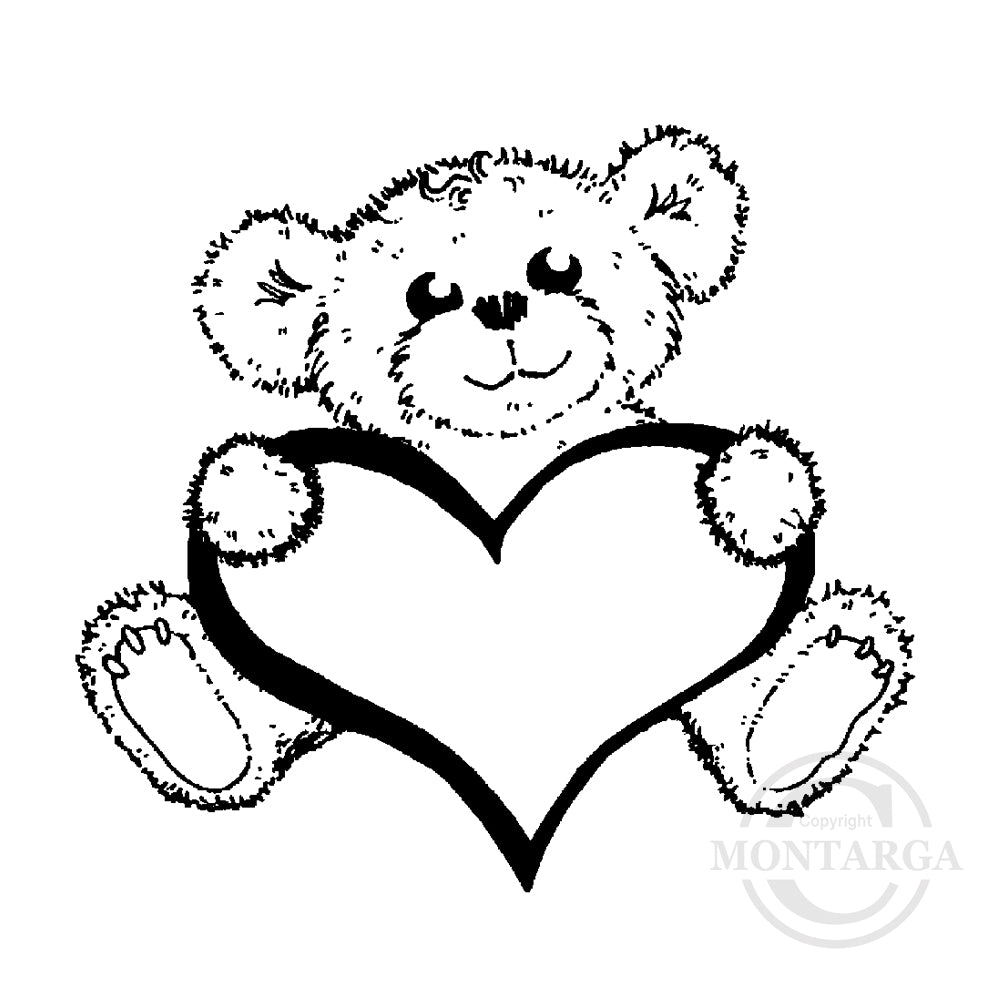 0741 G - Teddy With Heart Rubber Stamp