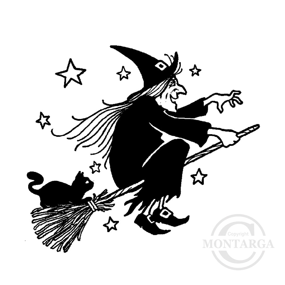 0820 F - Witch Rubber Stamp