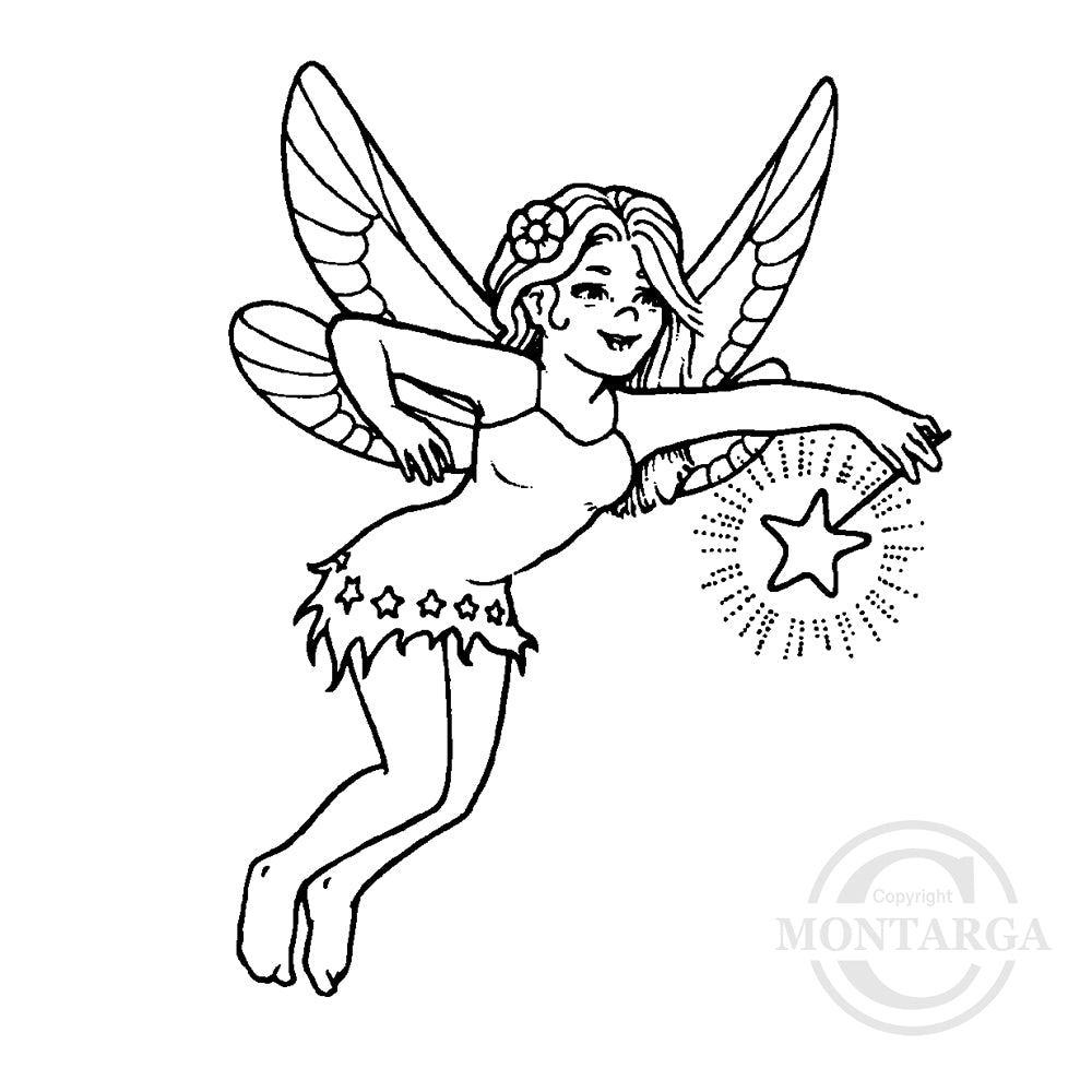 0825 D - Fairy with Wand Rubber Stamp