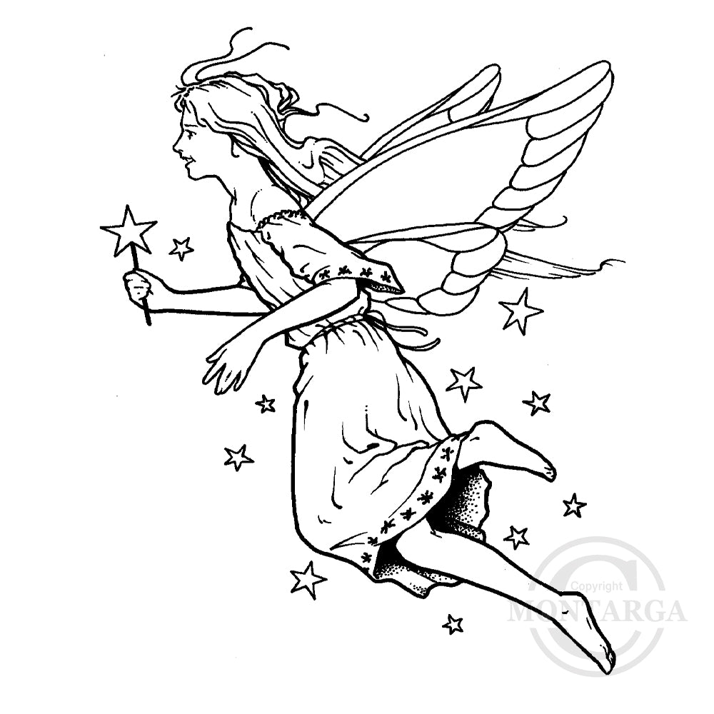 0826 F - Fairy with Stars Rubber Stamp
