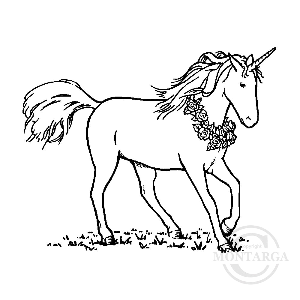 0827 F or C - Unicorn Rubber Stamp