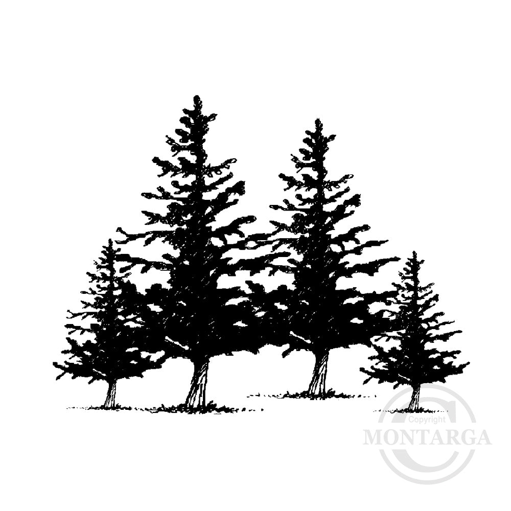 0924 D - Trees Rubber Stamp