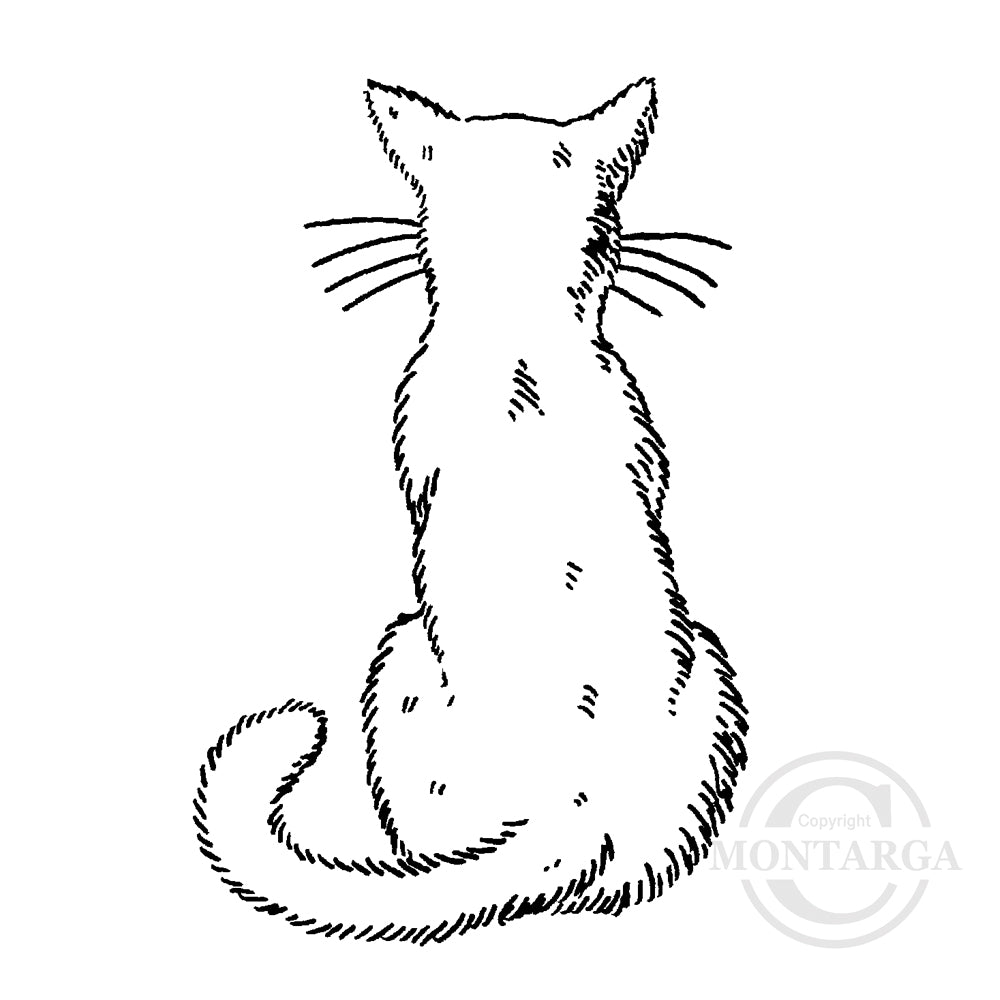 1047 E - Back of Cat Rubber Stamp