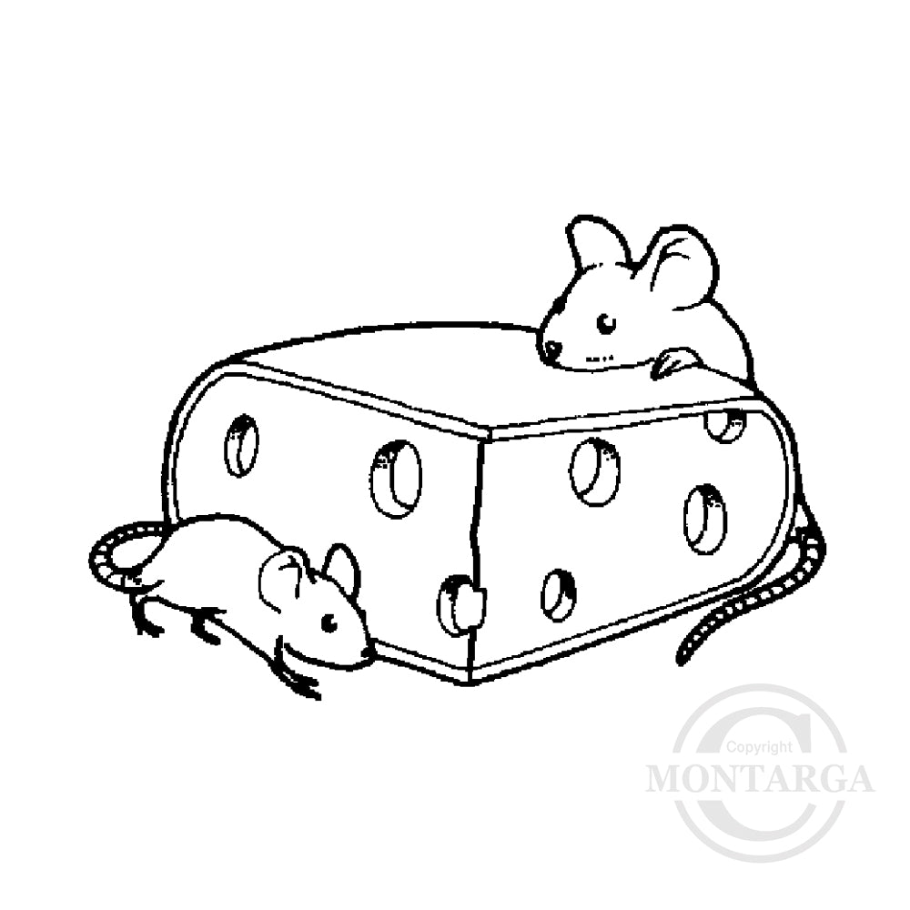 1122 C - Mice With Cheese Rubber Stamp