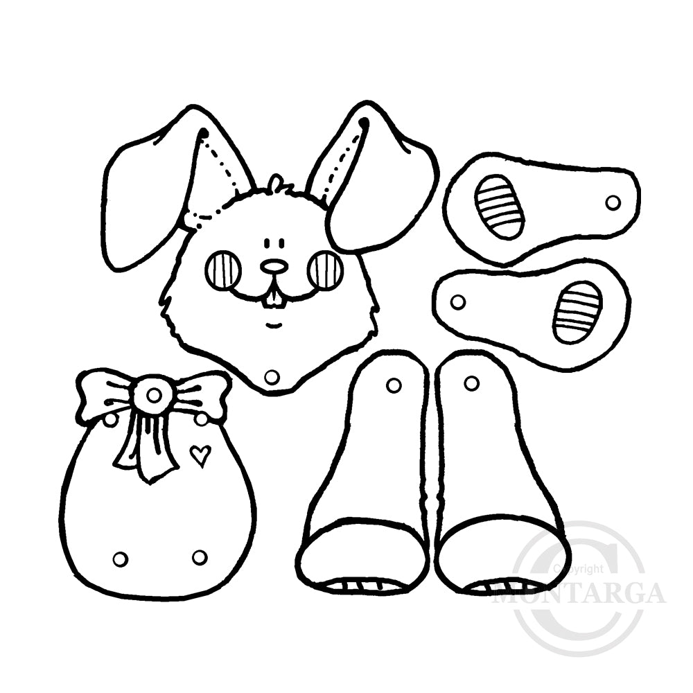 1146 G - Poseable Rabbit Rubber Stamp