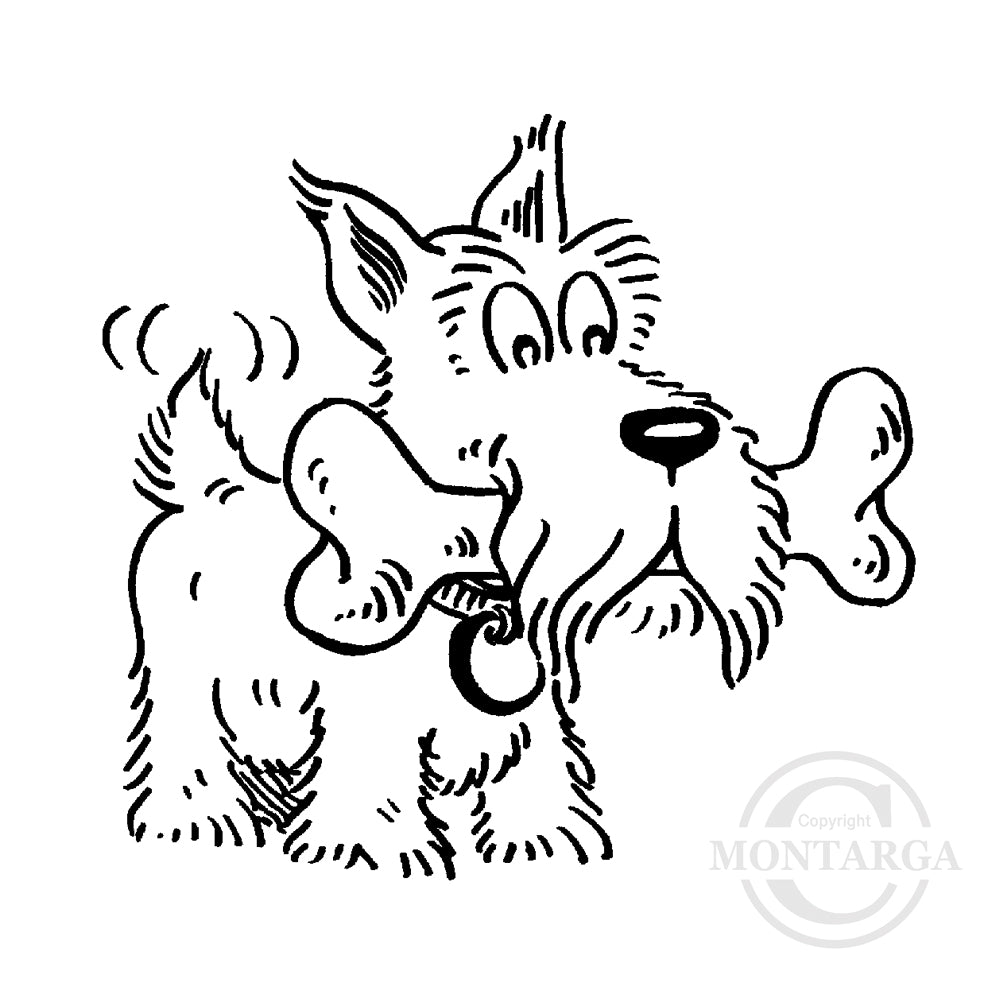 1150 C or F - Dog With Bone Rubber Stamp