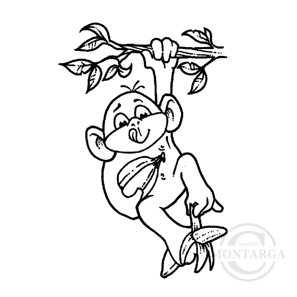 1256 F - Monkey Rubber Stamp