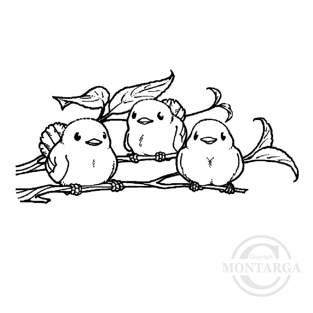 1328 Birds On Branch Rubber Stamp