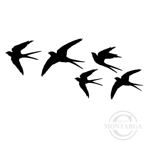 1383 FF Silhouette Birds Rubber Stamp