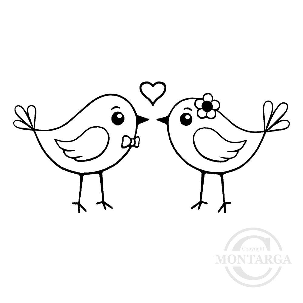 1391 FF - Love Birds Rubber Stamp