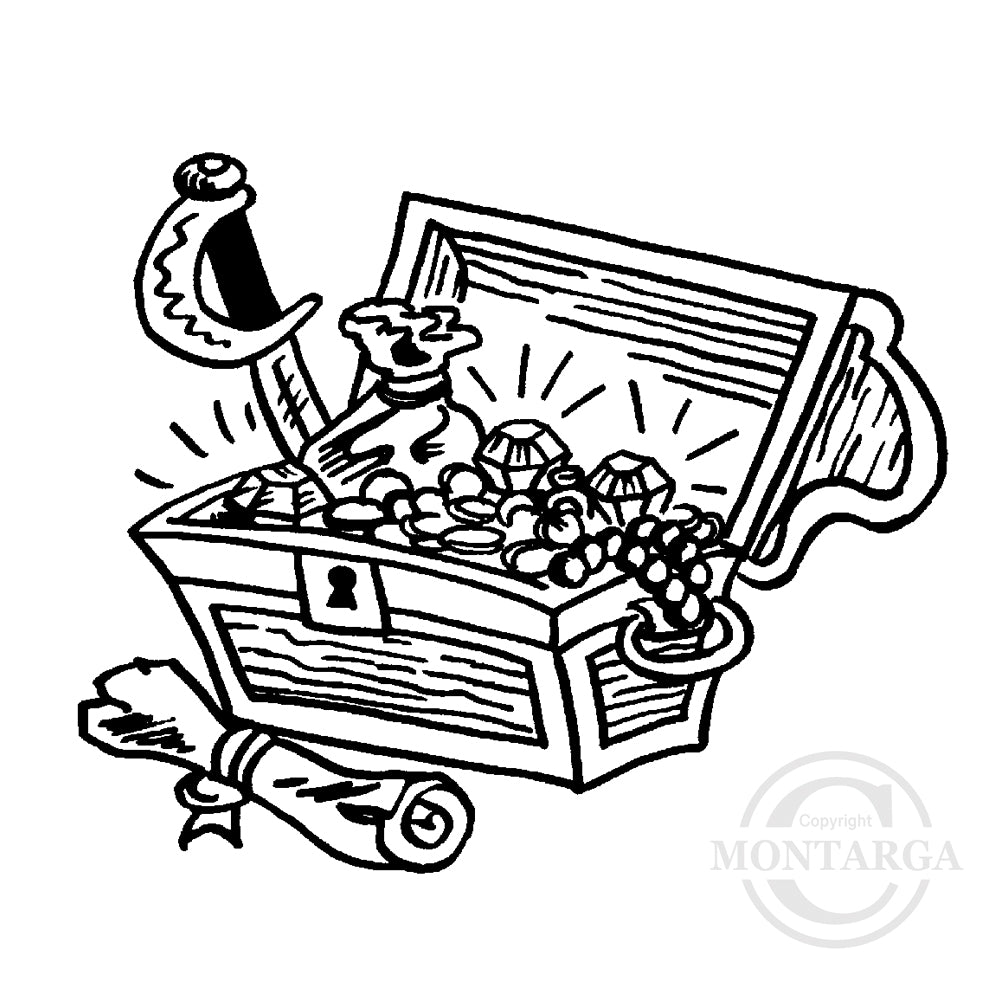 1473 D - Treasure Chest Rubber Stamp