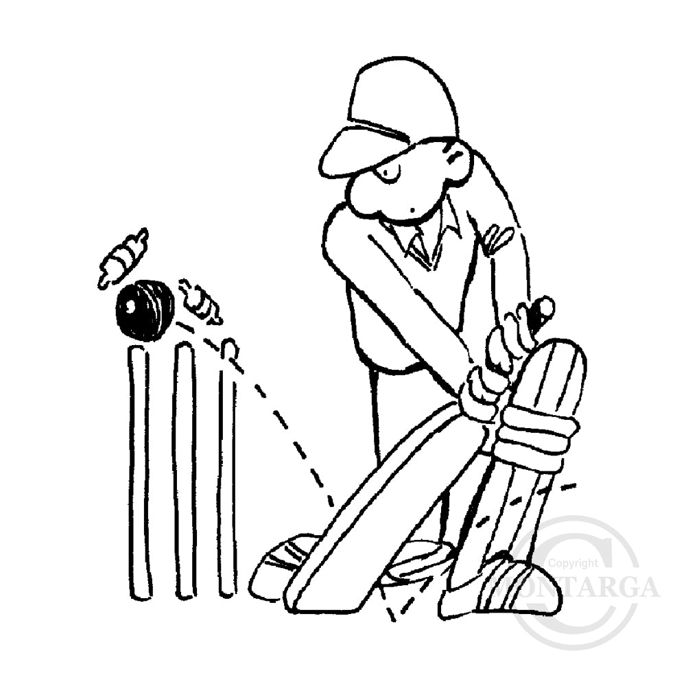 1519 D - Cricket Player Rubber Stamp
