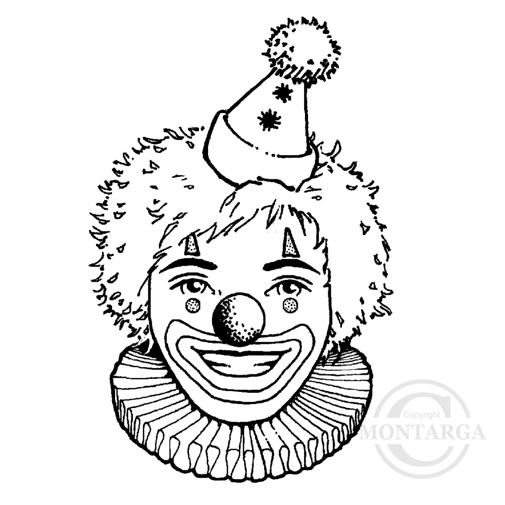 1552 F - Clown Head Rubber Stamp