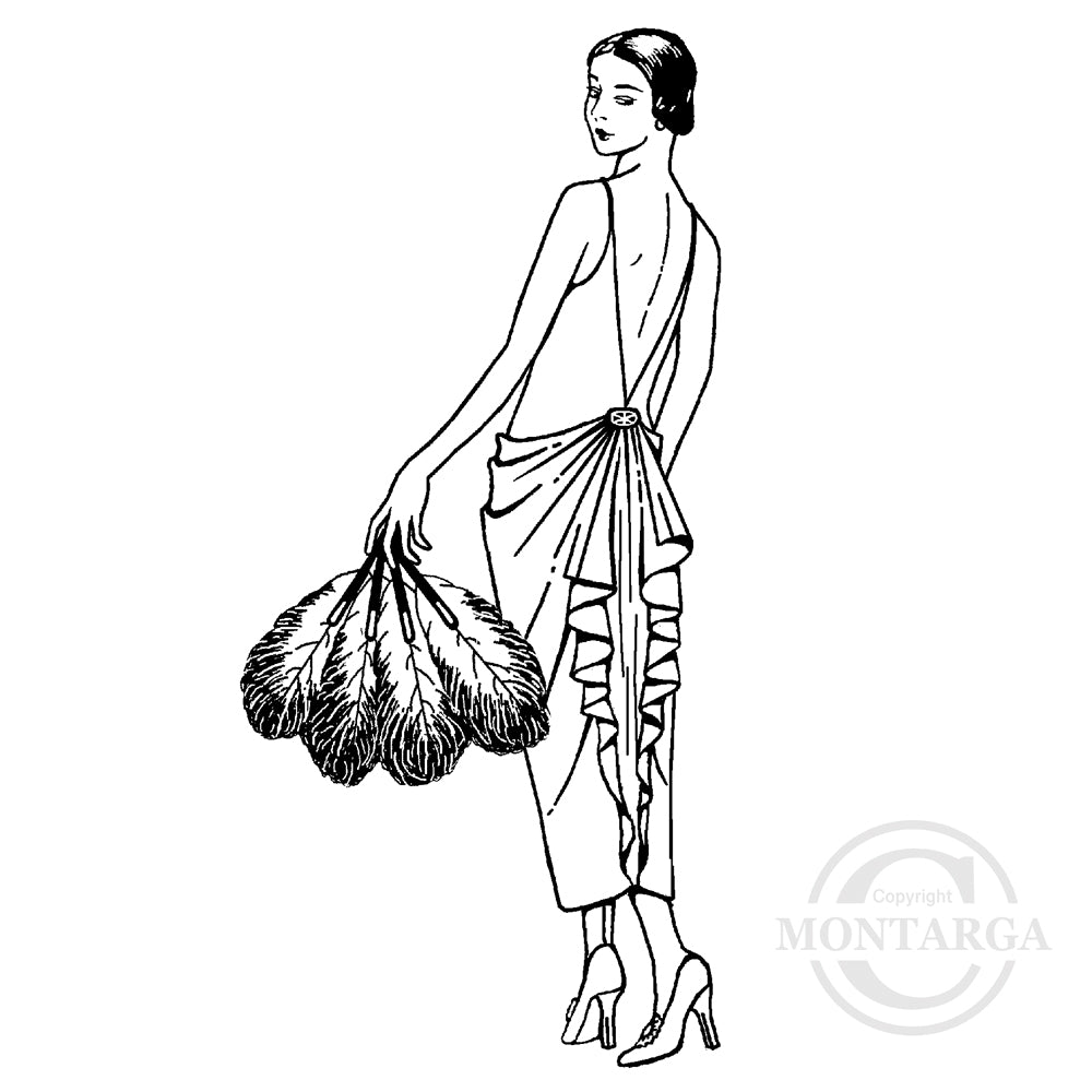 1590 GG - Lady With Fan Rubber Stamp