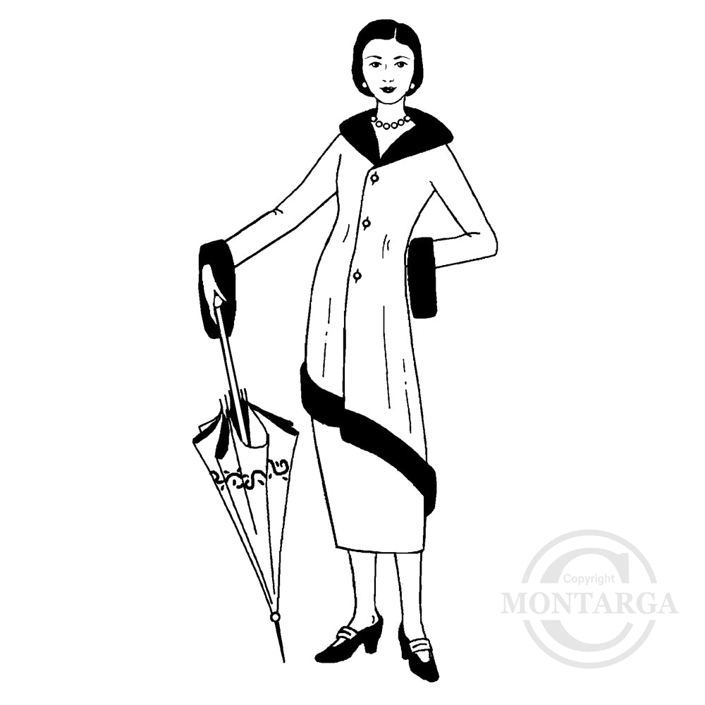 1591 GG - Lady With Umbrella Rubber Stamp