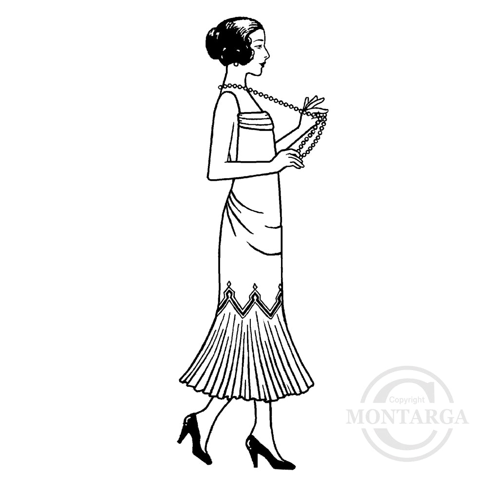 1592 FFF - Lady With Beads Rubber Stamp