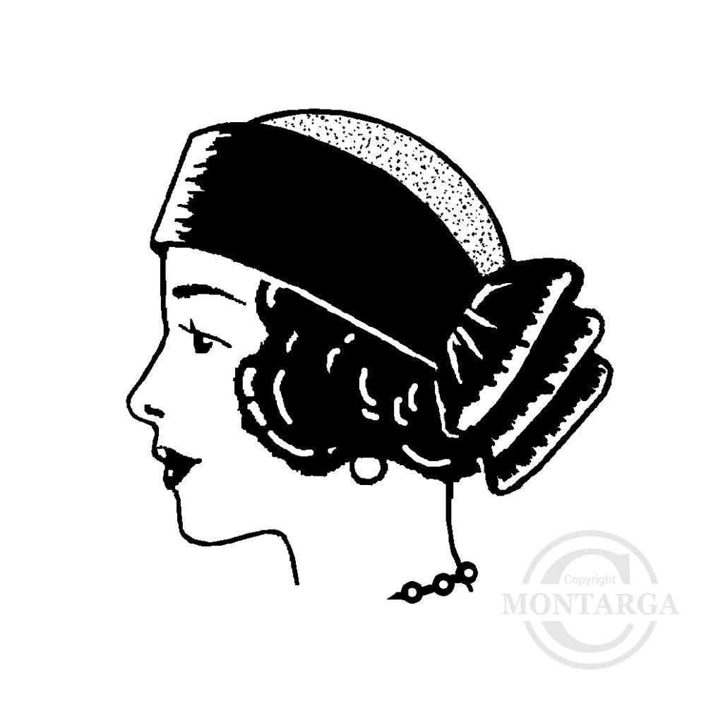 1595 C or F - Woman Face Profile Rubber Stamp