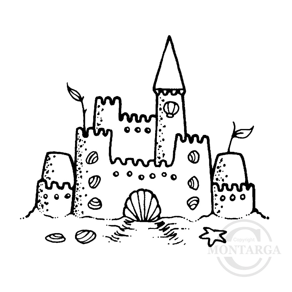 1619 D - Sand Castle Rubber Stamp