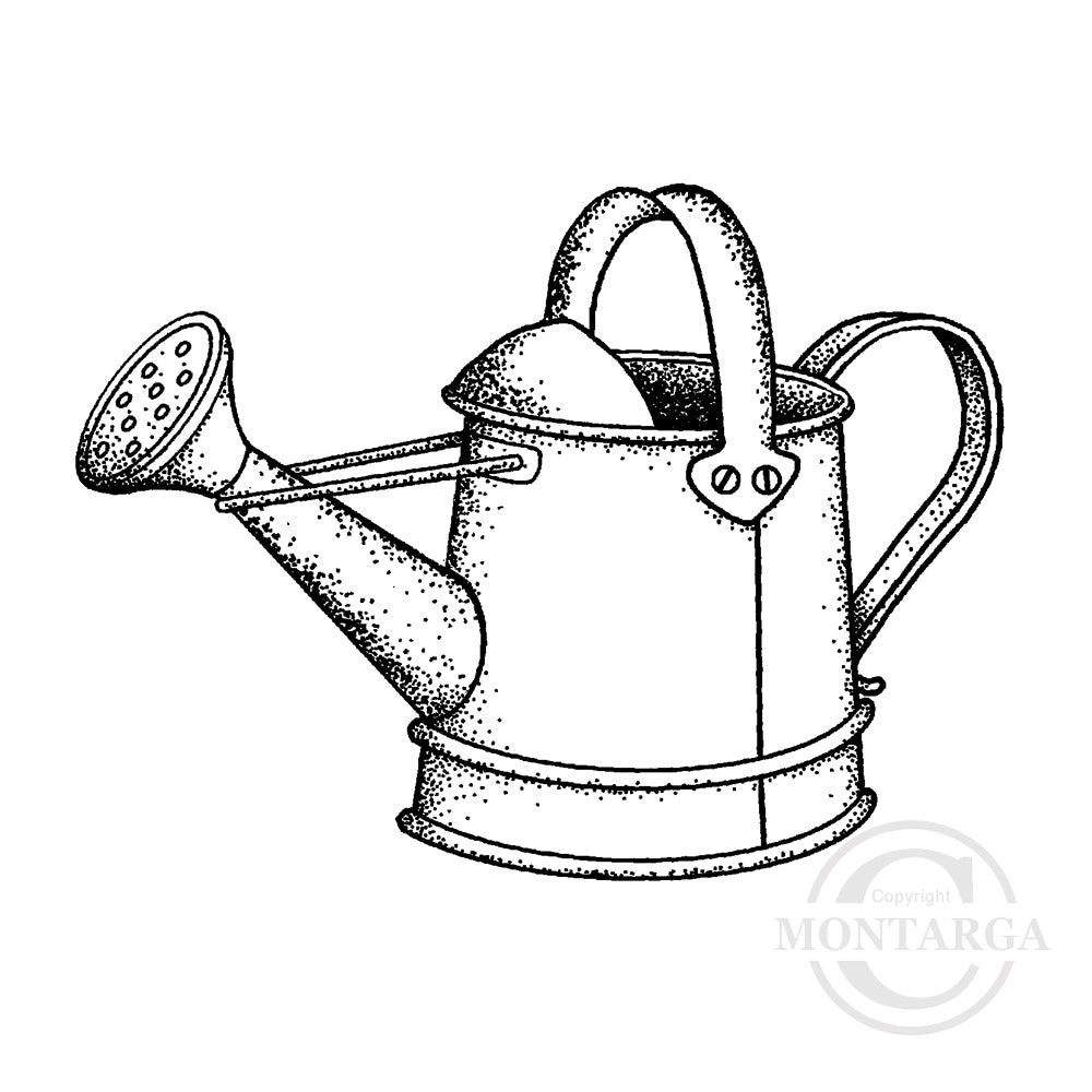 1649 F - Watering Can Rubber Stamp