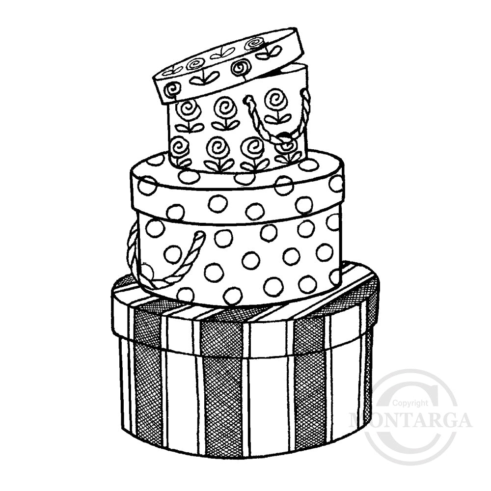 1656 E or GG - Hat Boxes Rubber Stamp