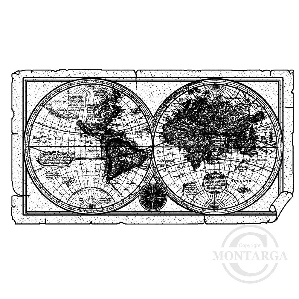 1682 GG - World Map Rubber Stamp