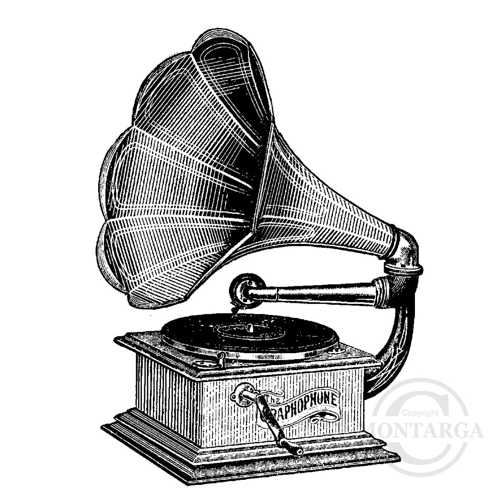 1697 F - Gramophone Rubber Stamp