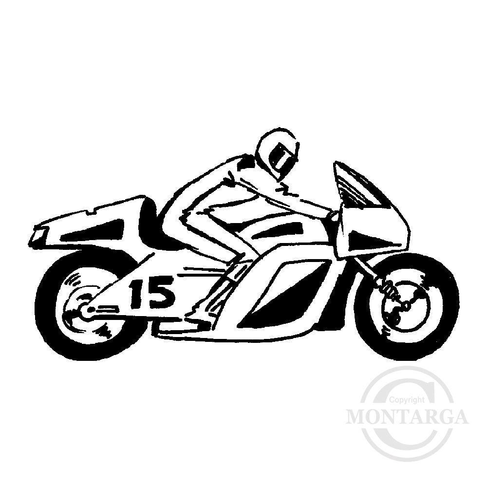 1715 E - Motorbike Rubber Stamp