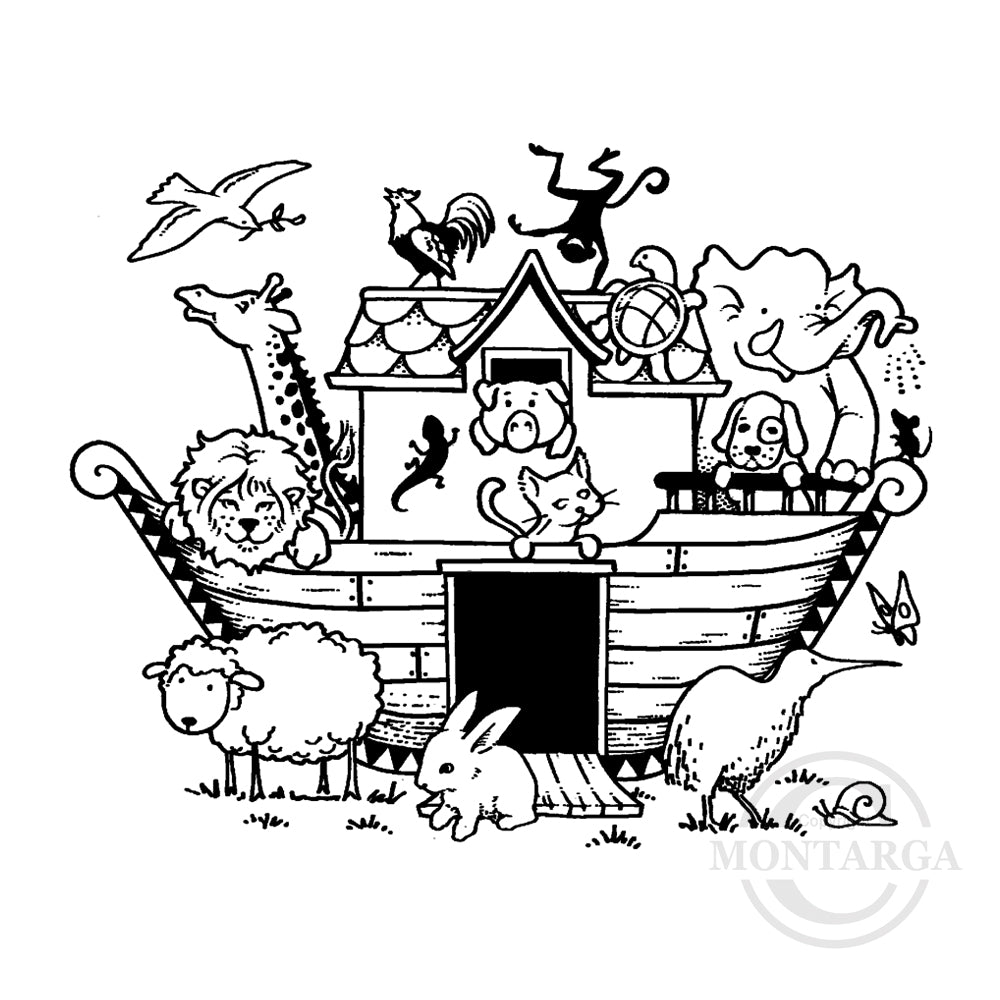 1729 G or I - Noah's Ark Rubber Stamp