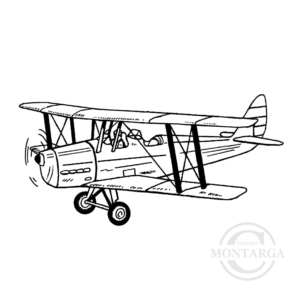1737 FF - Biplane Plane Aeroplane Rubber Stamp