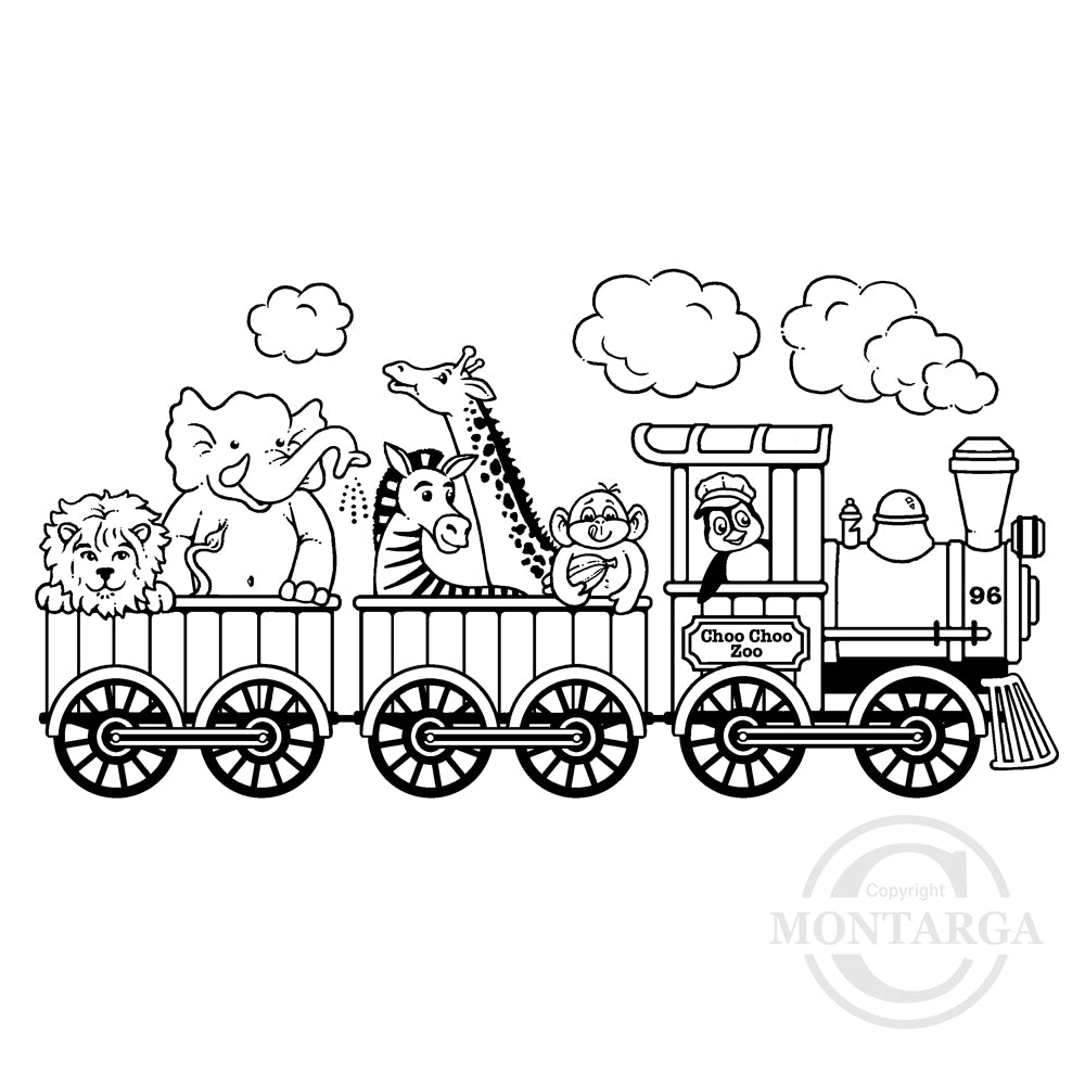 1771 GGG - Choo Choo Zoo Train Rubber Stamp