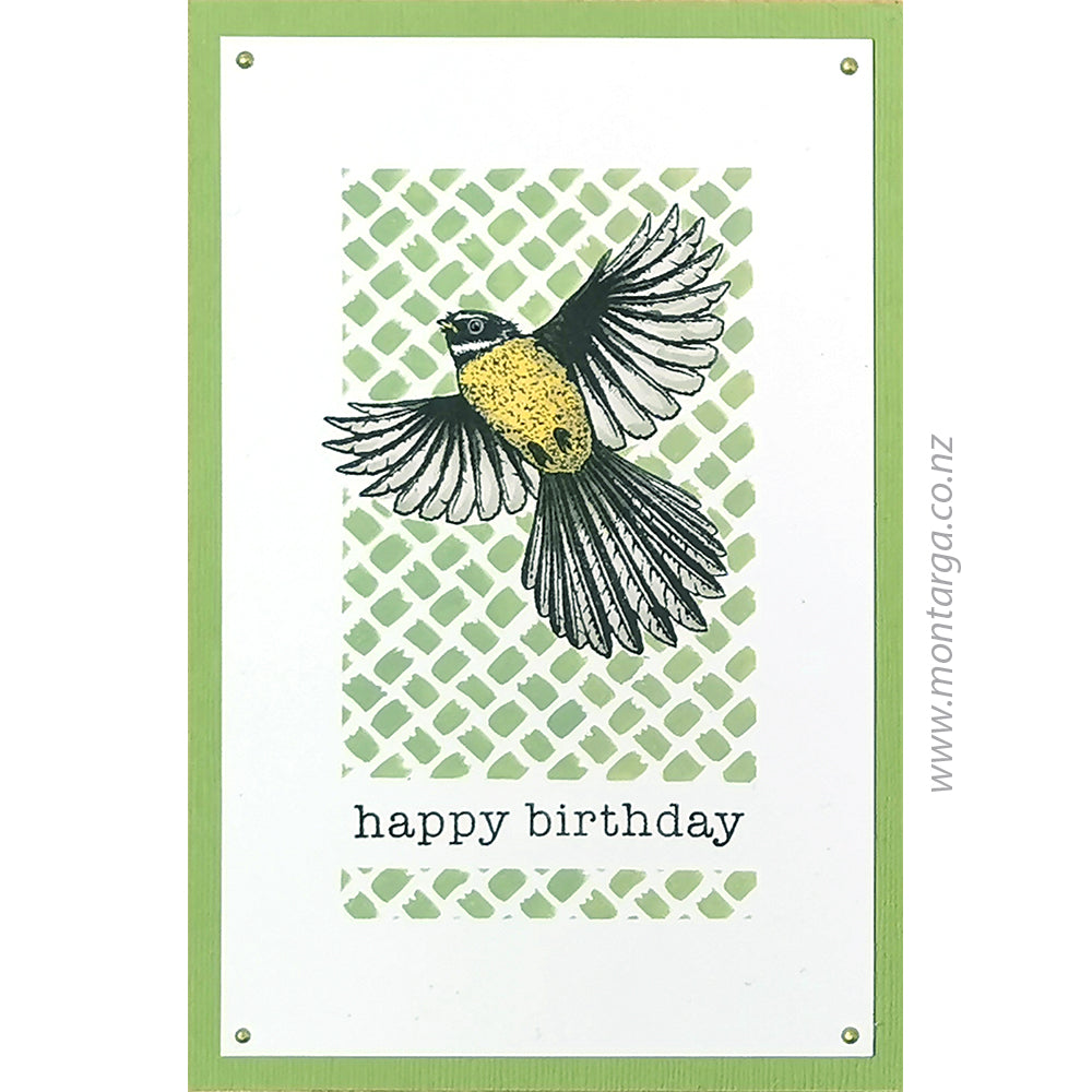 1307 G Flying Pīwakawaka Fantail Rubber Stamp